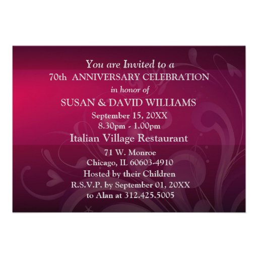 70th Wedding Anniversary Party Invitations