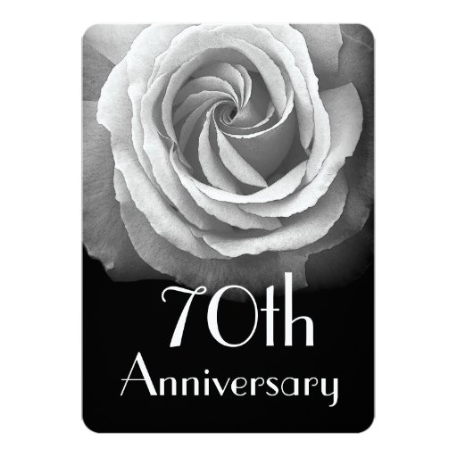 70th Wedding Anniversary Platinum White Rose A03b Card Zazzle