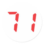 71 seventy-one red alarm clock digital number round sticker