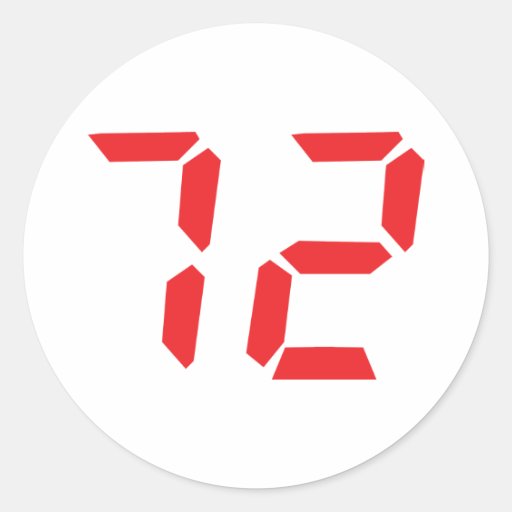 72 seventytwo red alarm clock digital number stickers Zazzle