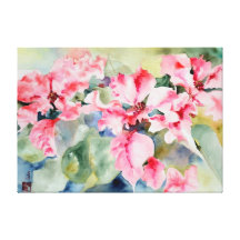 #7344 poinsettia watercolor canvas print