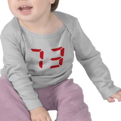 73 seventy-three red alarm clock digital number t-shirts by Tomaniac