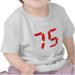 75 seventy-five red alarm clock digital number tee shirt