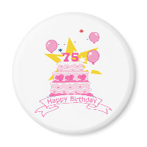 75 Year Old Birthday Cake Refrigerator Magnet