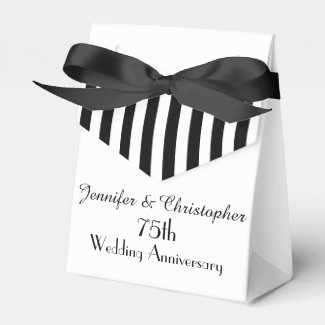 75th Anniversary Favor Box, Black & White Stripes