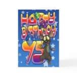 75th Birthday Card cute with little mouse