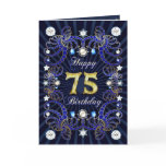 75th birthday card with masses of jewels