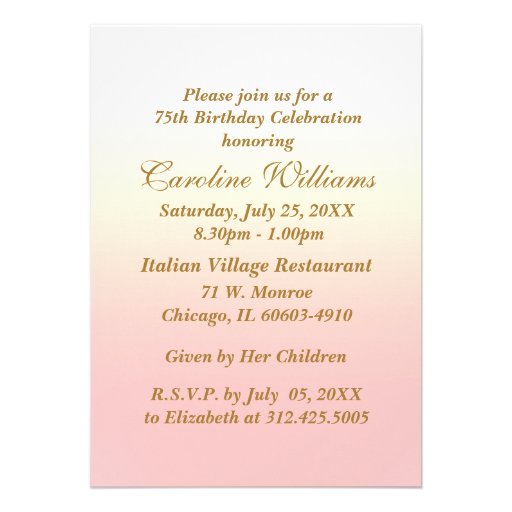 75th Birthday Celebration Custom Invitations