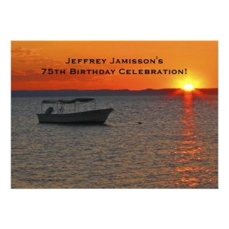 75th Birthday Celebration Invitation, Fishing Boat