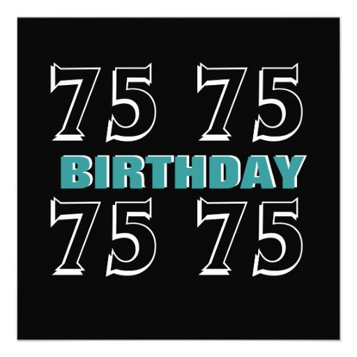 75th Birthday Modern Aqua Black C847 Announcements