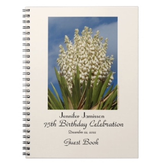 75th Birthday Party Guest Book, Blooming Yucca