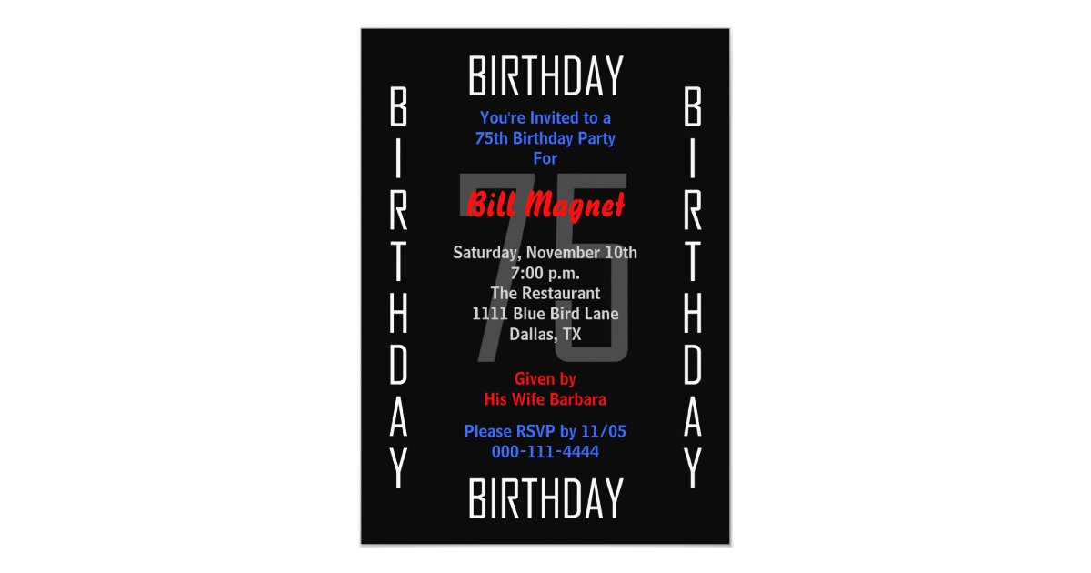 75th Birthday Party Invitation 75 | Zazzle