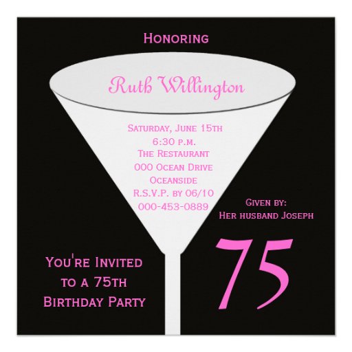75th Birthday Party Invitation -- 75th Toast
