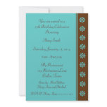 75th Birthday Party Invitation -- Aqua and Brown