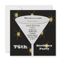 75th BIrthday Party Invitation -- Gold 75th Toast
