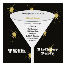75th BIrthday Party Invitation -- Gold 75th Toast