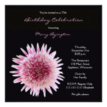 75th Birthday Party Invitation -- Gorgeous Gerbera