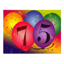 75th birthday party invitation postcard