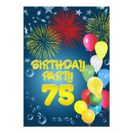 75th Birthday party Invitation with balloons