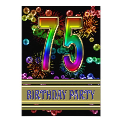 75th Birthday party Invitation with bubbles