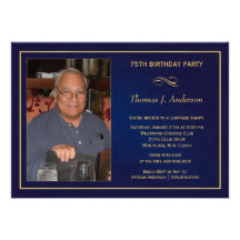 75th Birthday Party Invitations - Add your photo