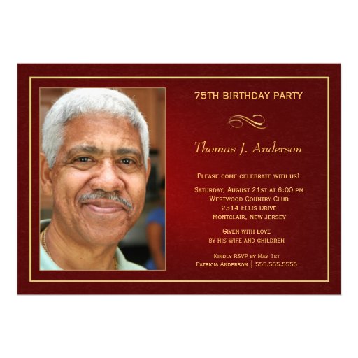 75th Birthday Party Invitations - Add your photo