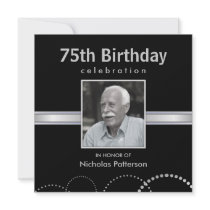 75th Birthday Party Invitations - Custom Photo