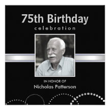 75th Birthday Party Invitations - Custom Photo