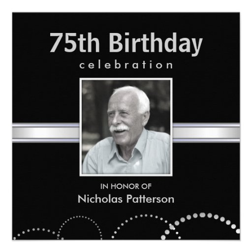 75th Birthday Party Invitations - Custom Photo