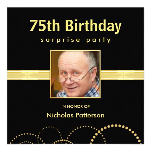 75th Birthday Party Invitations - Custom Photo