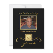 75th Birthday Party Invitations - Formal Monogram
