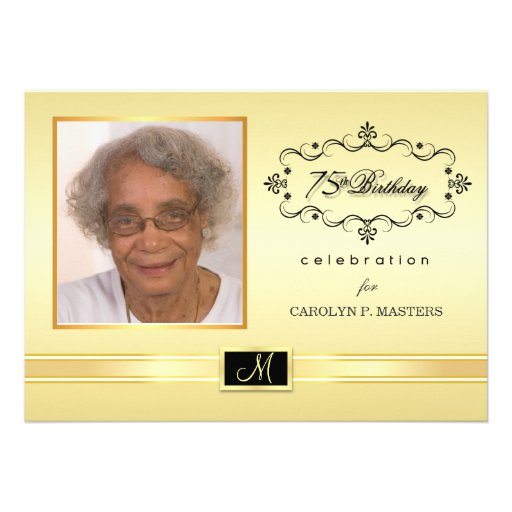 75th Birthday Party Invitations with Photo (front side)