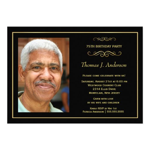 75th Birthday Party Invitations - with photo