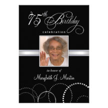 75th Birthday Party Invitations with Photo