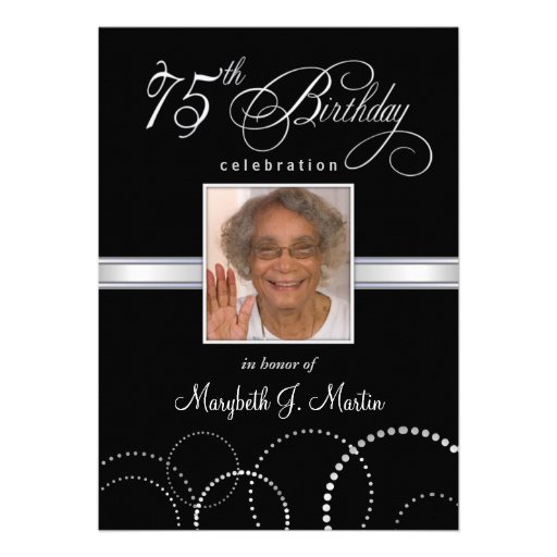 75th Birthday Party Invitations with Photo