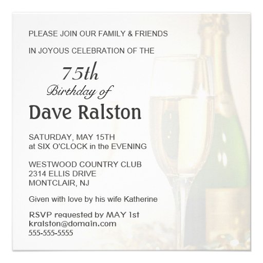 75th Birthday Party  - Personalized Invitations