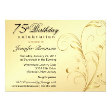 75th Birthday Surprise Party - Elegant Gold Floral Announcements