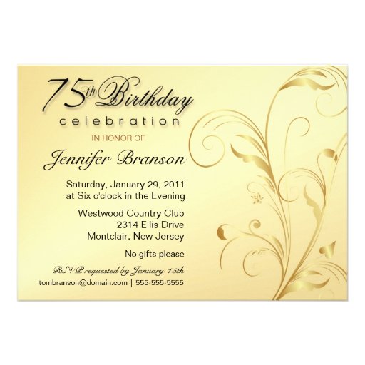Personalized 75th Birthday Invitations Custominvitations4u Com