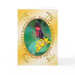 75th Butterfly and flower birthday card