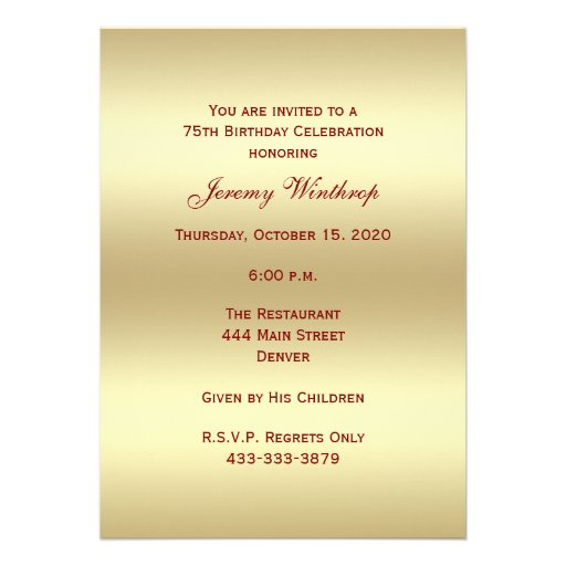 75th Photo Birthday Party Invitation - Burgundy 75