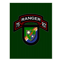 75th Ranger Rgt - scroll & flash Post Card