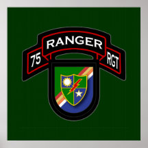 75th Ranger Rgt - scroll & flash Posters