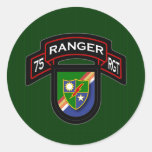 75th Ranger Rgt - scroll & flash Round Sticker