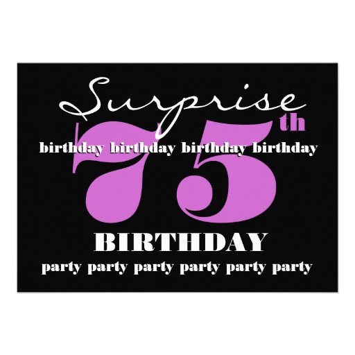 75th SURPRISE Purple Birthday Party Template Custom Announcement