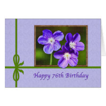 76th Birthday Card with Purple Violas