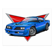 77-78 Blue Firebird TA Postcard