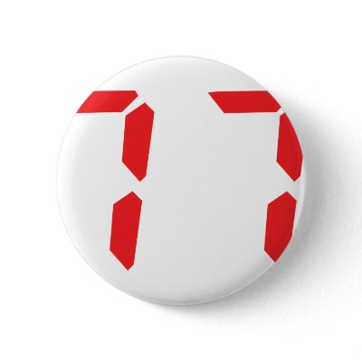 77 seventy-seven red alarm clock digital number pinback buttons by Tomaniac