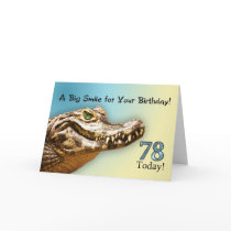 78th Birthday card with a smiling alligator