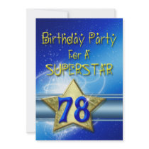 78th Birthday party Invitation for a Superstar.