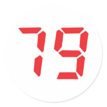 79 seventy-nine red alarm clock digital number stickers